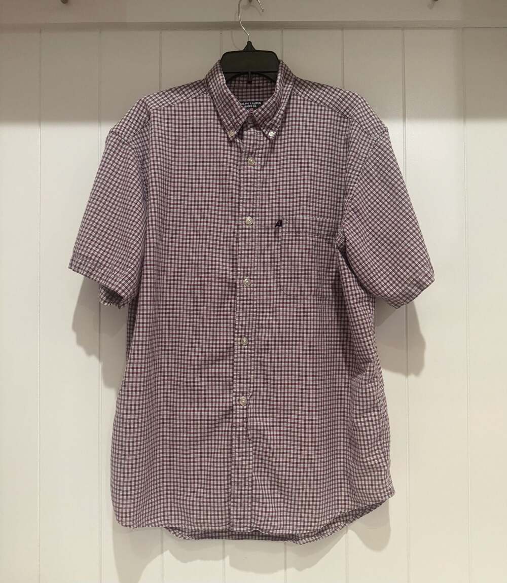 Ralph Lauren Jeans Co. Men's Short Sleeve Gingham Button Down Shirt